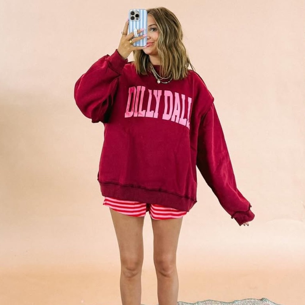 Burgundy Dilly Dally Mock Neck Sweatshirt